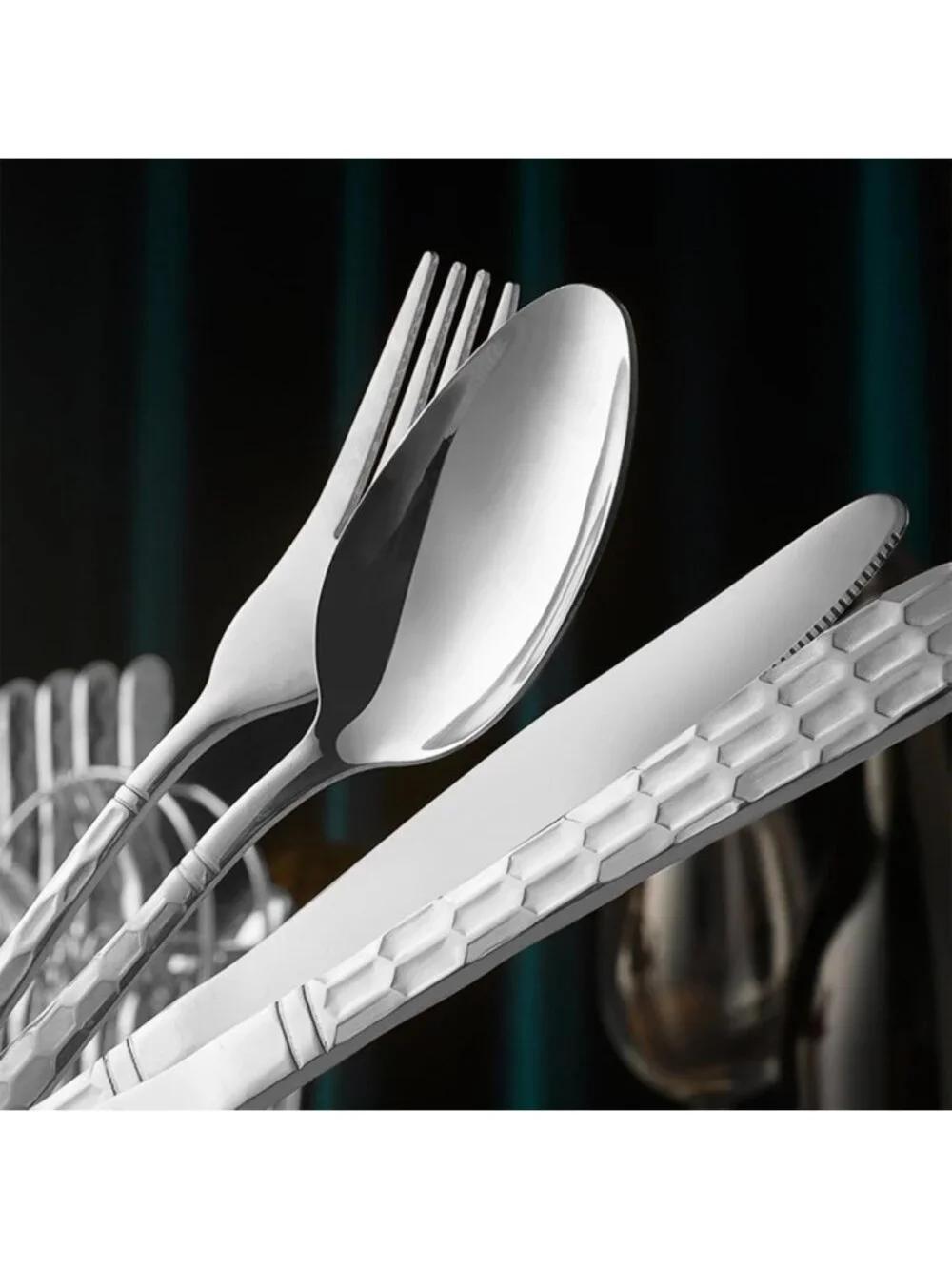 24-Piece Stainless Steel Silverware Set with Holder - Forks, Spoons & Knives for